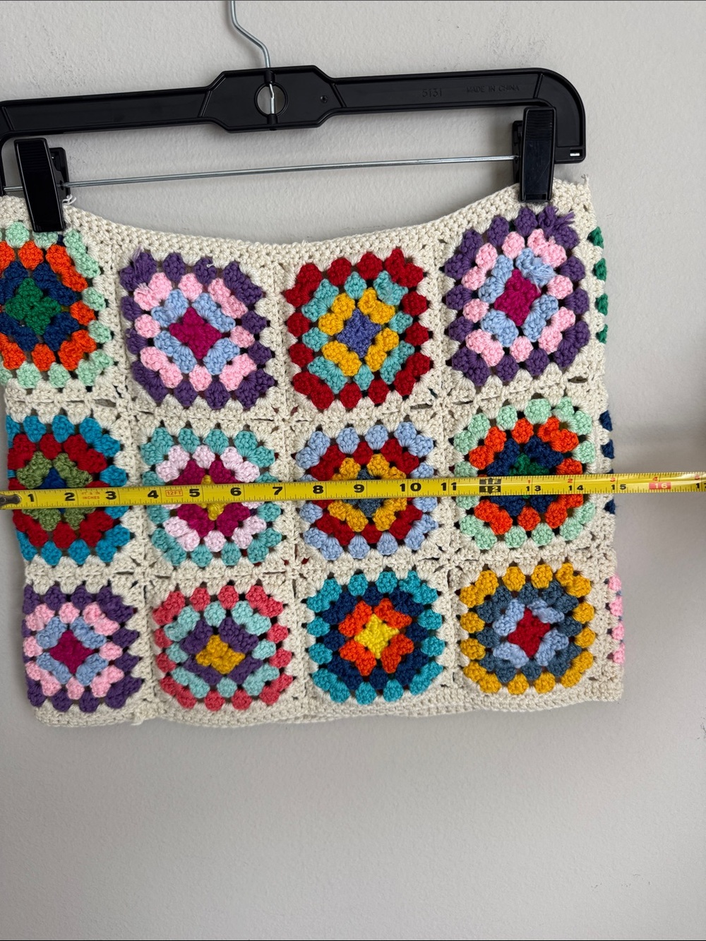 Handmade Crochet Granny Square Beach Mini Skirt Boho Festival Cover Up size S/M - Picture 9 of 9